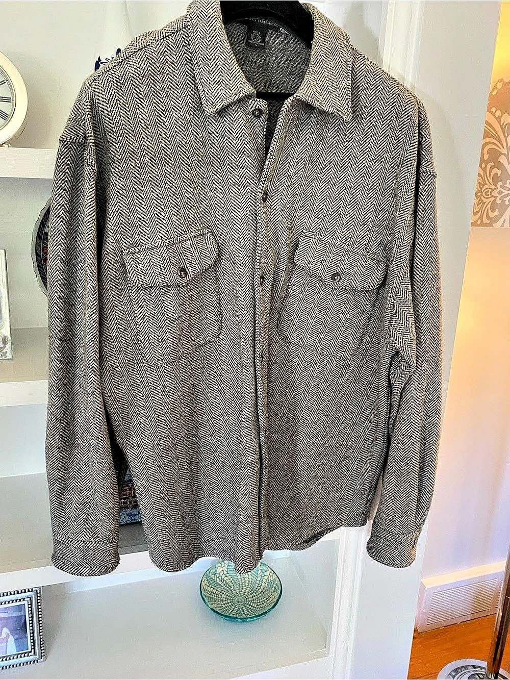 Banana Republic Houndstooth Shirt Jacket in Gray & Black